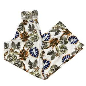 Ladies‎ Dahui Hawaii Brand Linen Blend Tropical Print Pants Size Medium